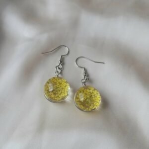 Yellow Flower Resin Drop Earrings