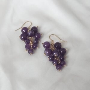 Purple Grape Cluster Drop Earrings