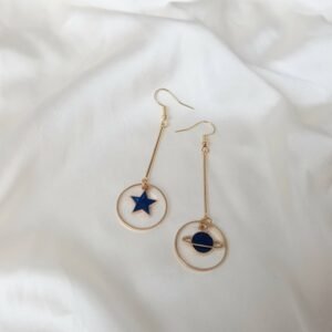 Gold Star Planet Drop Earrings
