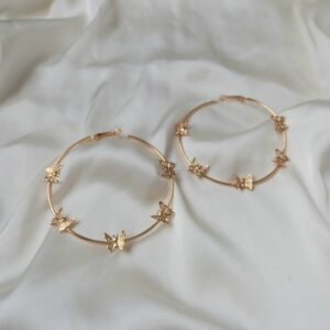 Gold Butterfly Hoop Earrings
