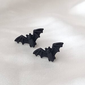 Small Black Bat Stud Earrings