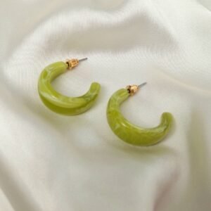 Lime Green Resin Hoop Earrings