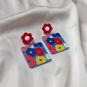 Colourful Retro Flower Drop Earrings