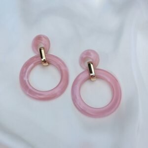 Pink Hoop Drop Earrings