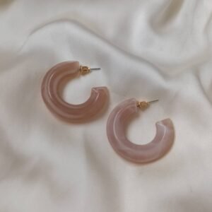 Pink Resin Hoop Earrings