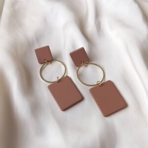 Brown Rectangle Drop Earrings