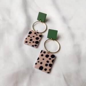 Green & Leopard Print Drop Earrings