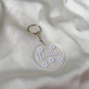 Personalised Retro Flower Keychain -  Personalised Keychain,70's Style Design,Vintage Style Keychain,Retro Keychain,Funky Keychain,Keyring