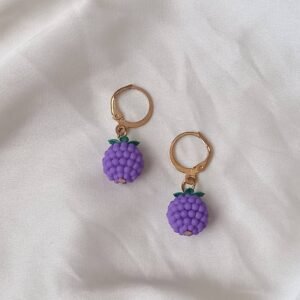 Purple Beaded Flower Drop Earrings