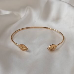 Gold Leaf Bangle Bracelet - Gold Jewellery, Accessories, Gold Bangle, Bangle Jewellery,Minimal Bangle Bracelet,Gift For Her,Modern Jewellery