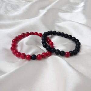 2 Matching Friendship Bead Bracelets - Bead Jewellery, Friendship Accessories, Bead Bracelets, Cute Bracelet, Black & Red Jewellery