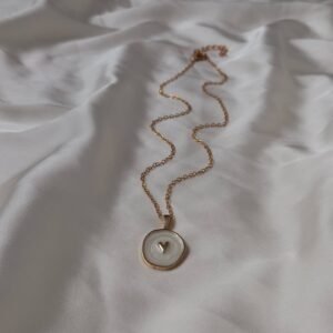White & Gold Heart Necklace - White Heart Necklace,Small Gold Necklace,Fine Necklace,Gifts For Her,Necklaces In The UK,Jewellery In The UK