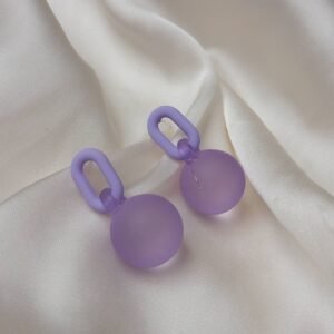 Purple Chain & Bead Drop Earrings