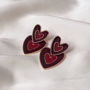 Brown Retro Heart Earrings