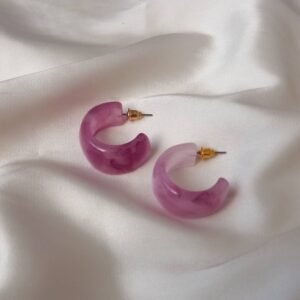 Chunky Hot Pink Resin Hoop Earrings
