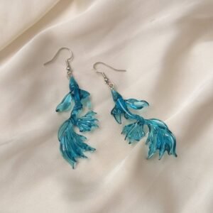 Blue Koi Fish Drop Earrings