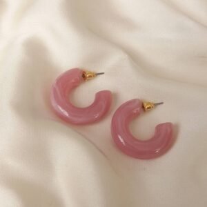 Chunky Dusty Pink Resin Hoop Earrings