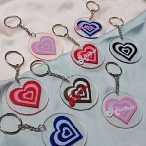 Personalised Retro Heart Keychain -  Personalised Keychain,70's Style Design,Vintage Style Keychain,Retro Keychain,Funky Keychain,Keyring