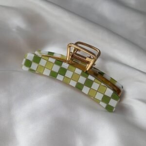 Green & White Retro Hair Clip - Green Hair Clip, Funky Hair Clip, 70's Accessories, Vintage Style Hair Clip, Green Hair Claw,White Hair Clip