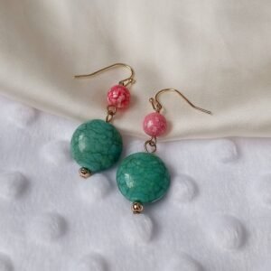 Blue & Red Bead Drop Earrings