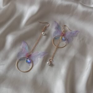 Lilac Butterfly Wing Drop Earrings