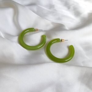 Chunky Green Resin Hoop Earrings