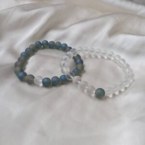 2 Matching Friendship Bead Bracelets - Bead Jewellery, Friendship Accessories, Bead Bracelets, Cute Bracelet, Grey & Clear Jewellery