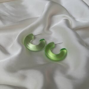 Apple Green Chunky Resin Hoop Earrings