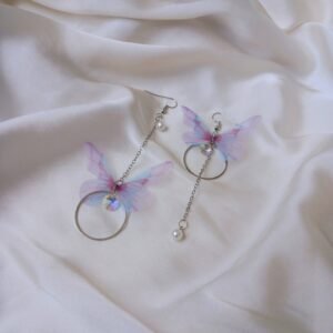 Silver Butterfly Drop Earrings