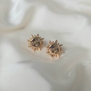 Gold Sun Stud Earrings