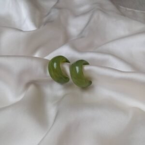 Olive Green Chunky Resin Hoop Earrings