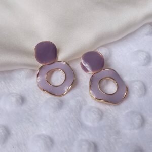 Lilac Open Circle Drop Earrings
