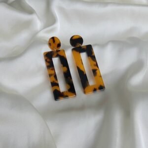 Tortoiseshell Rectangle Drop Earrings