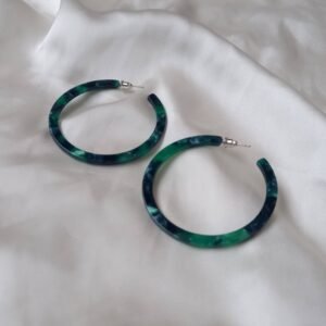 Emerald Green Resin Hoop Earrings