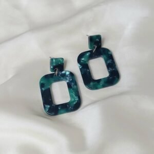 Green Tortoiseshell Drop Earrings