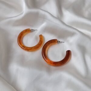 Amber Resin Hoop Earrings
