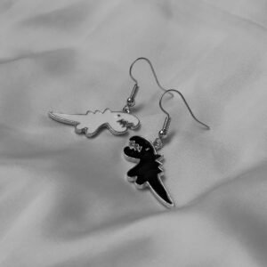 Black & White Dinosaur Drop Earrings