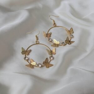Gold Hoop Earrings with Butterfly Cut-Outs