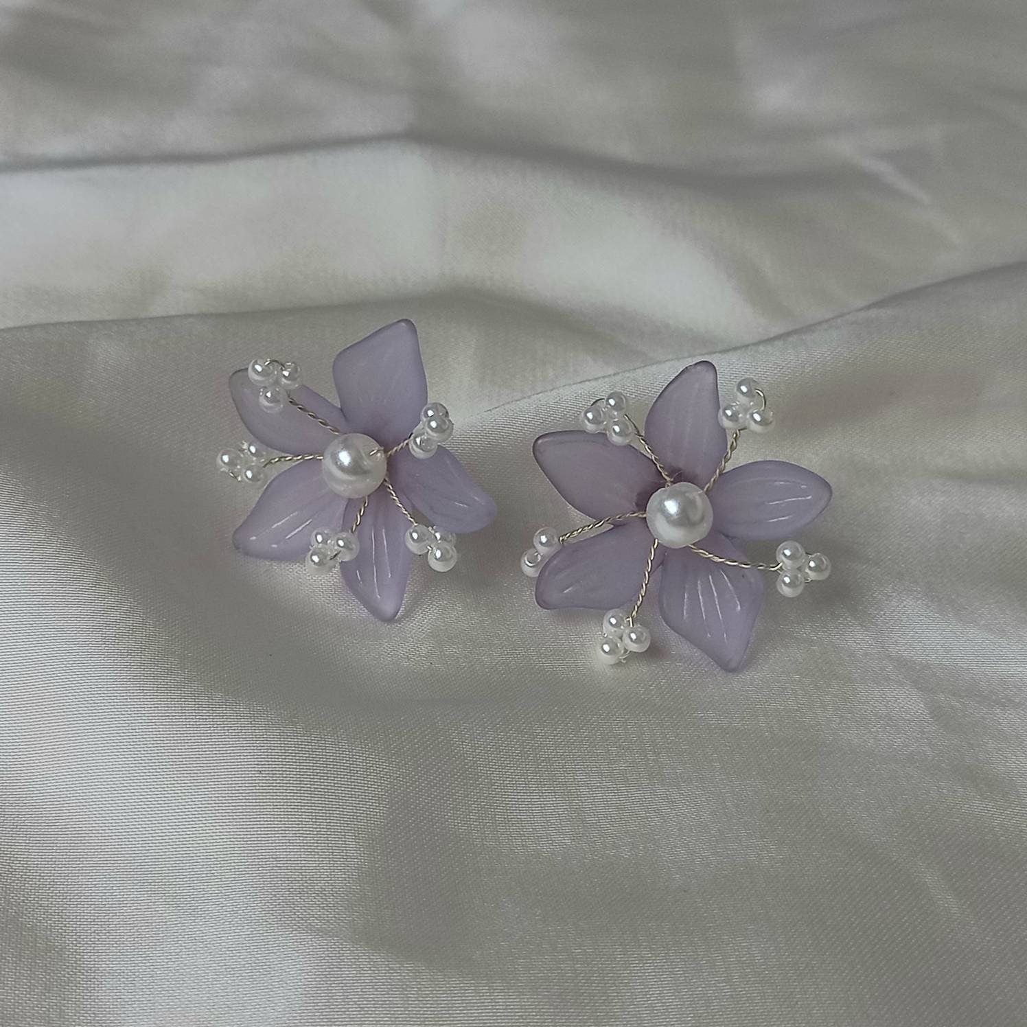 Purple flower earrings