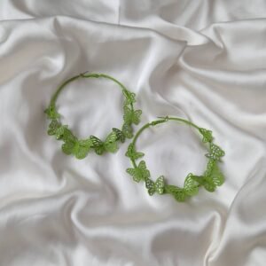 Green Butterfly Cluster Hoop Earrings
