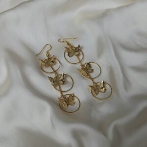 Gold Cascading Butterfly Drop Earrings