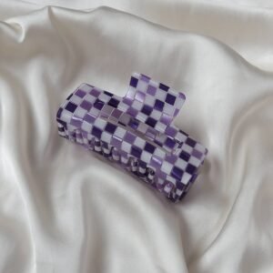 Purple & White Retro Hair Clip - Purple Hair Clip,Funky Hair Clip,70's Accessories,Vintage Style Hair Clip,Purple Hair Claw,White Hair Clip