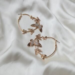 Gold Butterfly Hoop Earrings