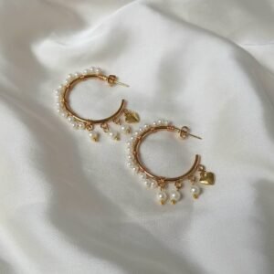 Gold Pearl Hoop Earrings