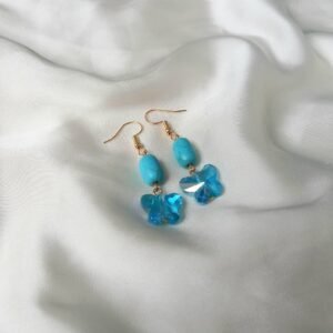 Blue Butterfly Cluster Drop Earrings – Lightweight Statement Earrings