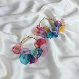 Rainbow Flower Hoop Earrings