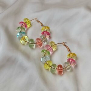 Chunky Bead Hoop Earrings