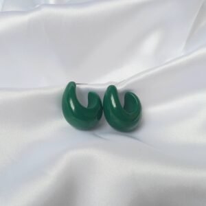 Chunky Emerald Green Resin Hoop Earrings