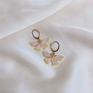 Pastel Butterfly Hoop Earrings