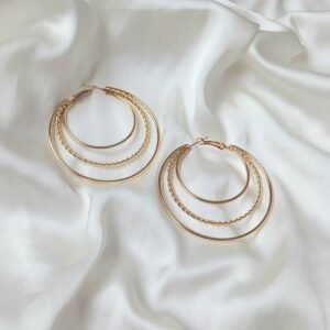 Gold Triple Layered Hoop Earrings